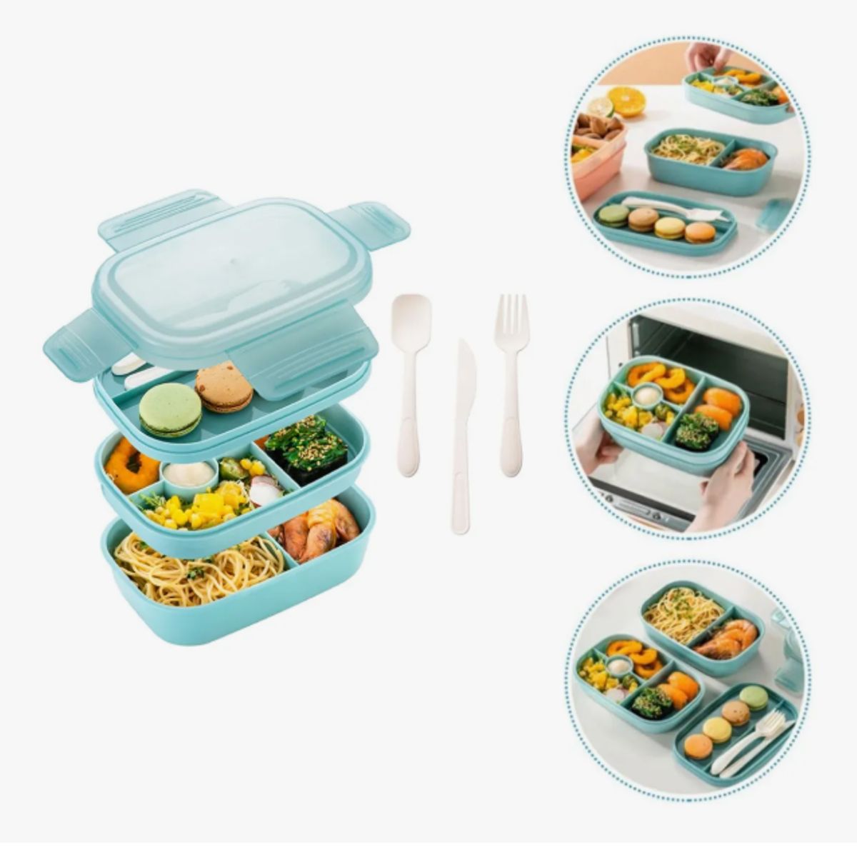 GENERICO - Bento Box Contenedor 1900ml Fiambrera Para Microondas