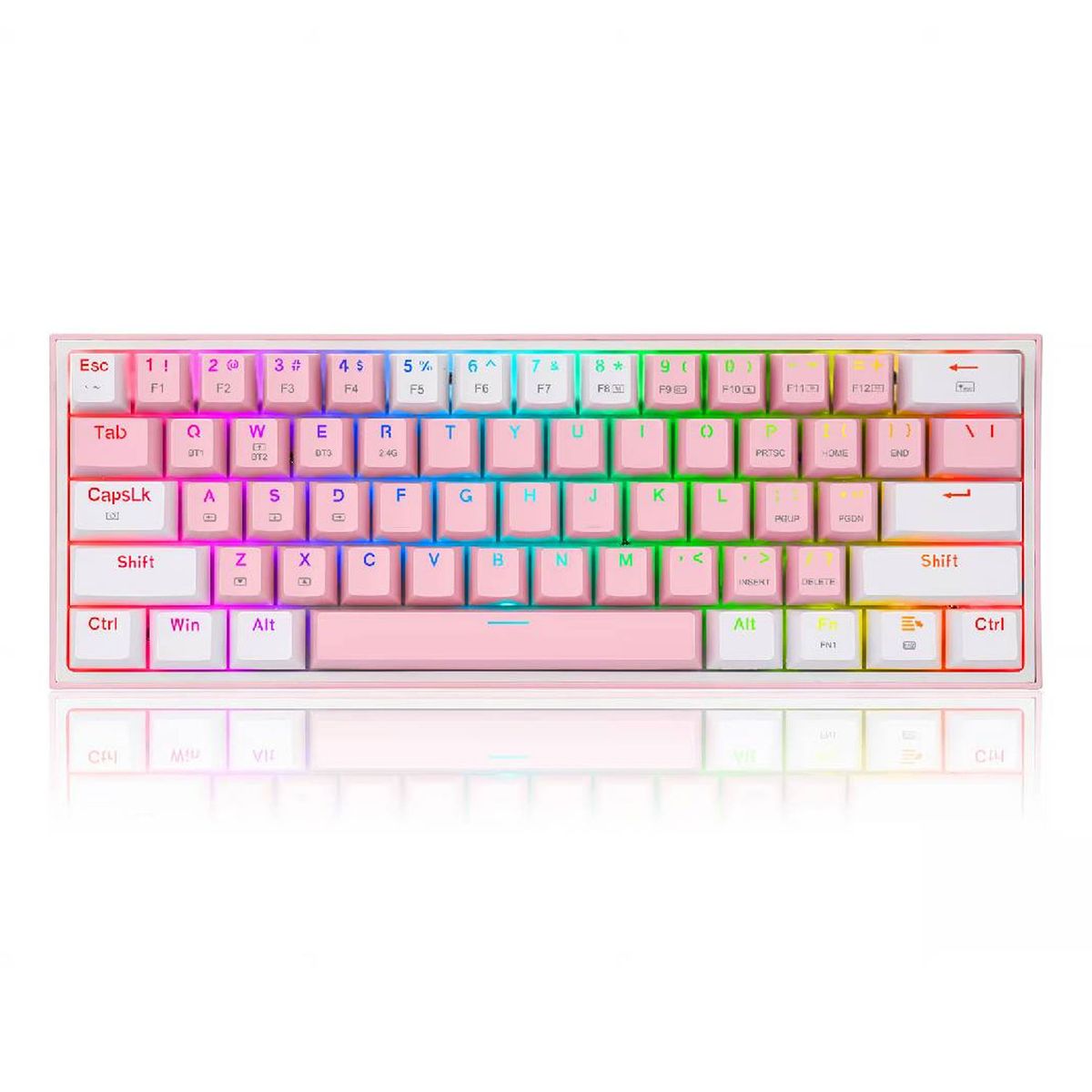 REDRAGON - Teclado Gamer Redragon Fizz K617 RGB Mecánico Switch Red Rosado con Blanco