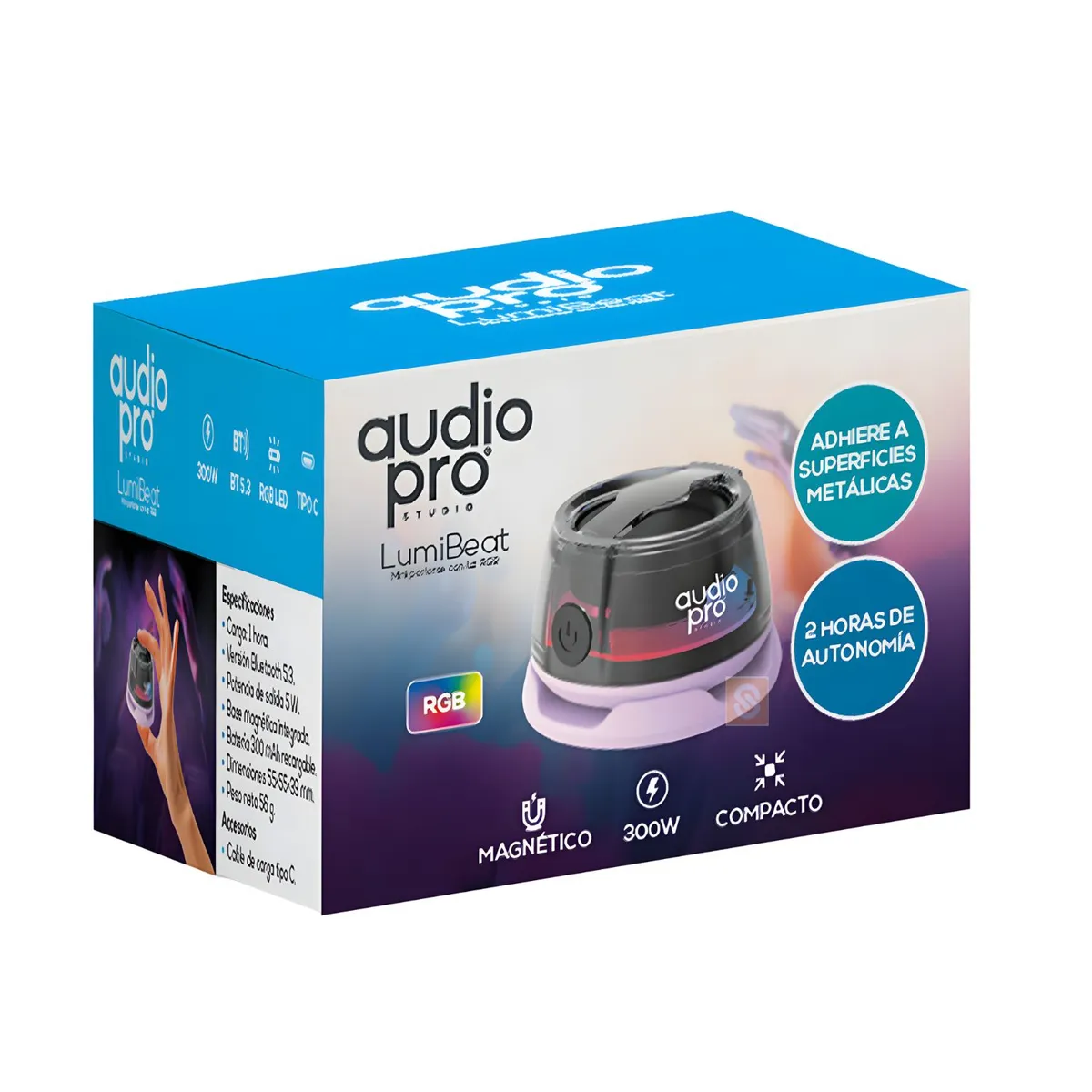 AUDIOPRO - Parlante Mini Bluetooth RGB 5W Magnético USB-C - SC