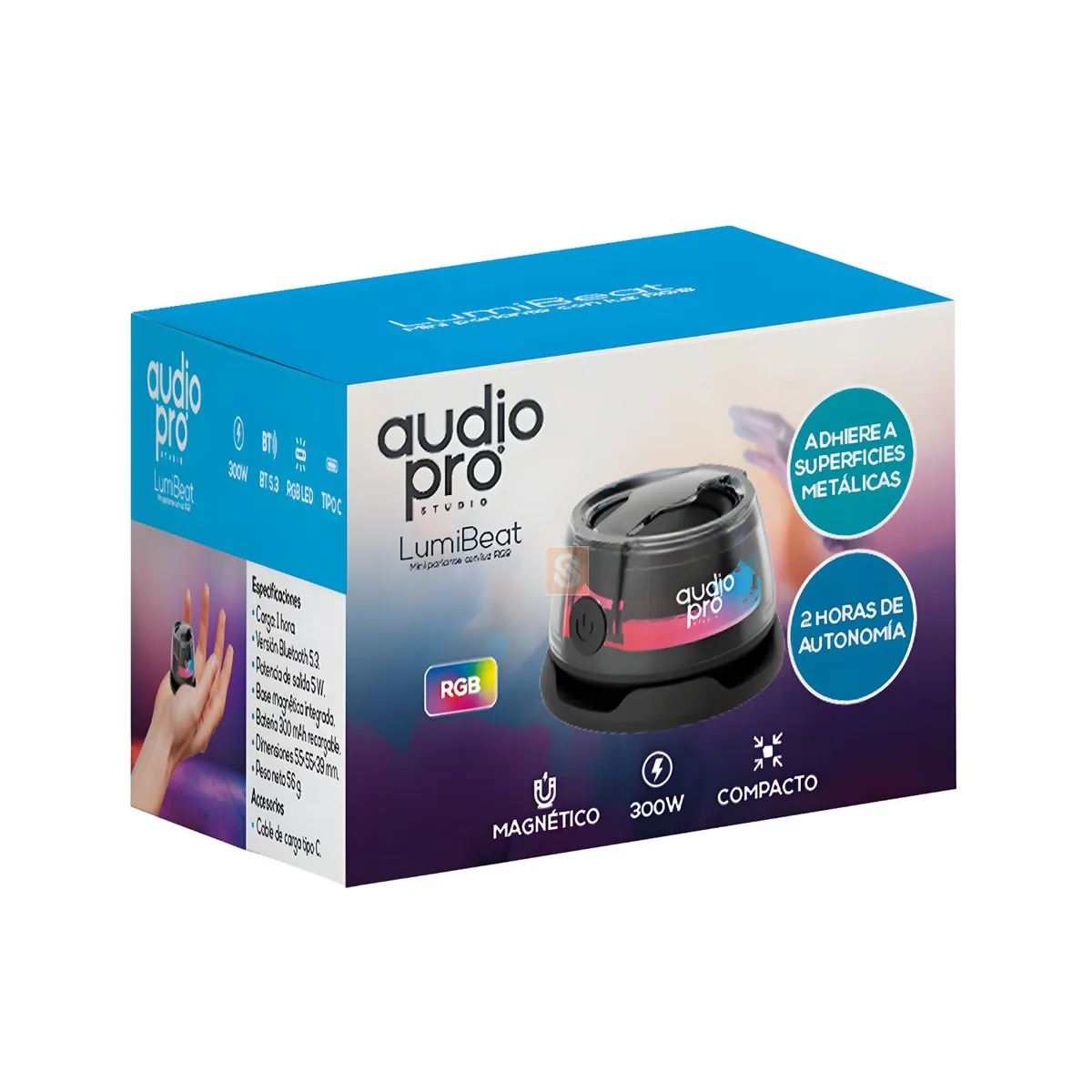 AUDIOPRO - Parlante Mini Bluetooth RGB 5W Magnético USB-C - SC