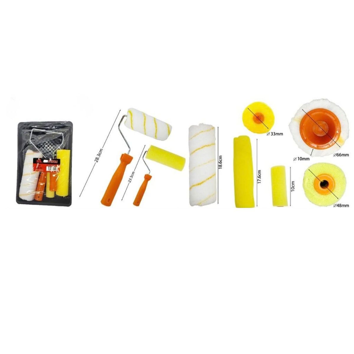 GENERICO - Set Para Pintura Rodillos Mango Plastico Herramientas