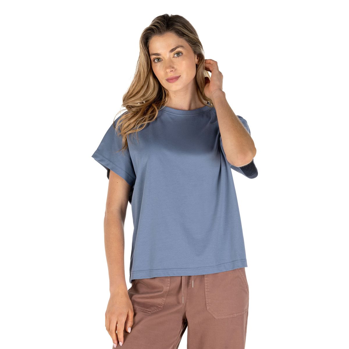 PANAMA JACK - Polera Mujer Manga Oversize Celeste Panama Jack