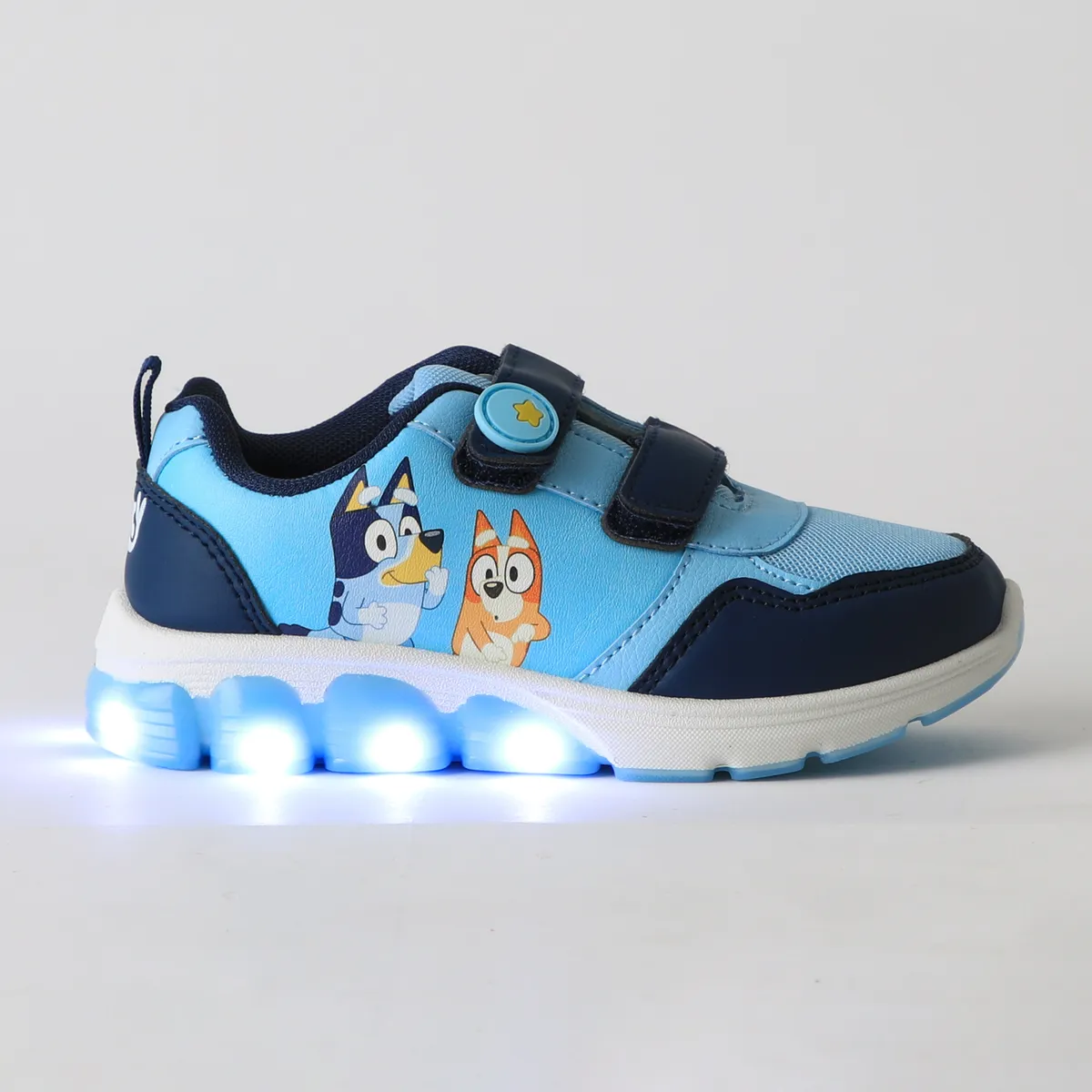 BLUEY - Zapatilla Luces Niño Velcro Celeste Bingo & Bluey