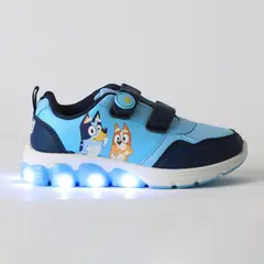 BLUEY - Zapatilla Luces Niño Velcro Celeste Bingo &