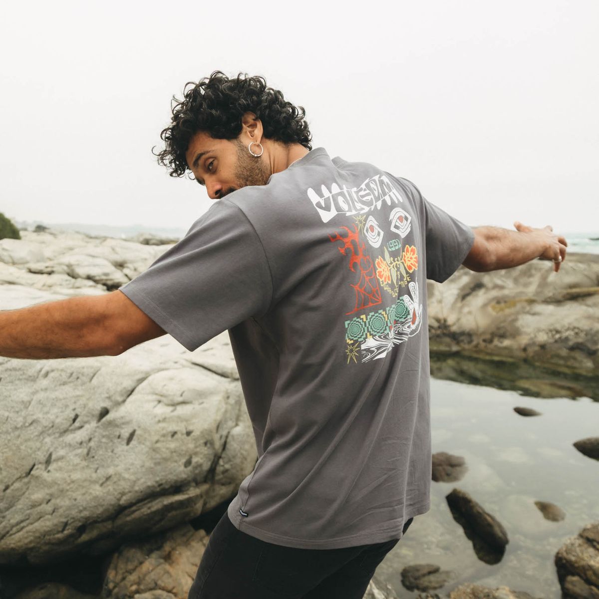 VOLCOM - Polera MC Brain Storm Gris Hombre Volcom