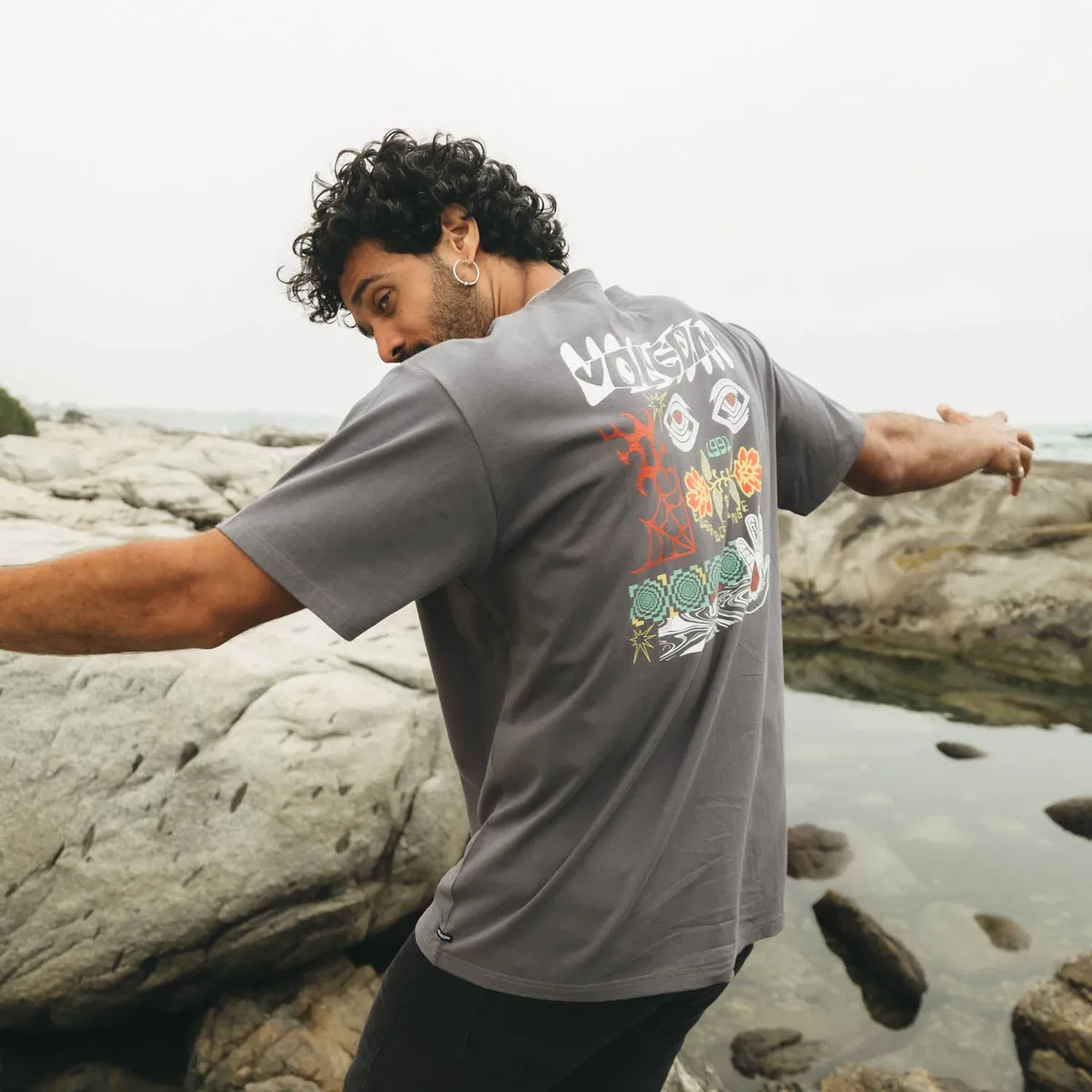 VOLCOM - Polera MC Brain Storm Gris Hombre Volcom