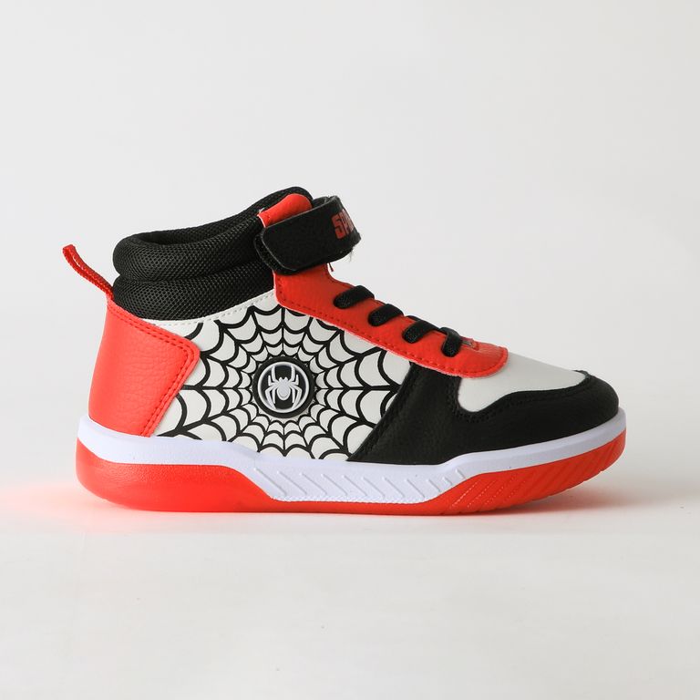 Zapatilla Caña Alta Niño Luces Spiderman Blanco