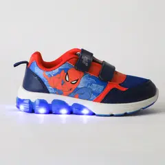 MARVEL - Zapatilla Luces Niño Velcro Spiderman Azul