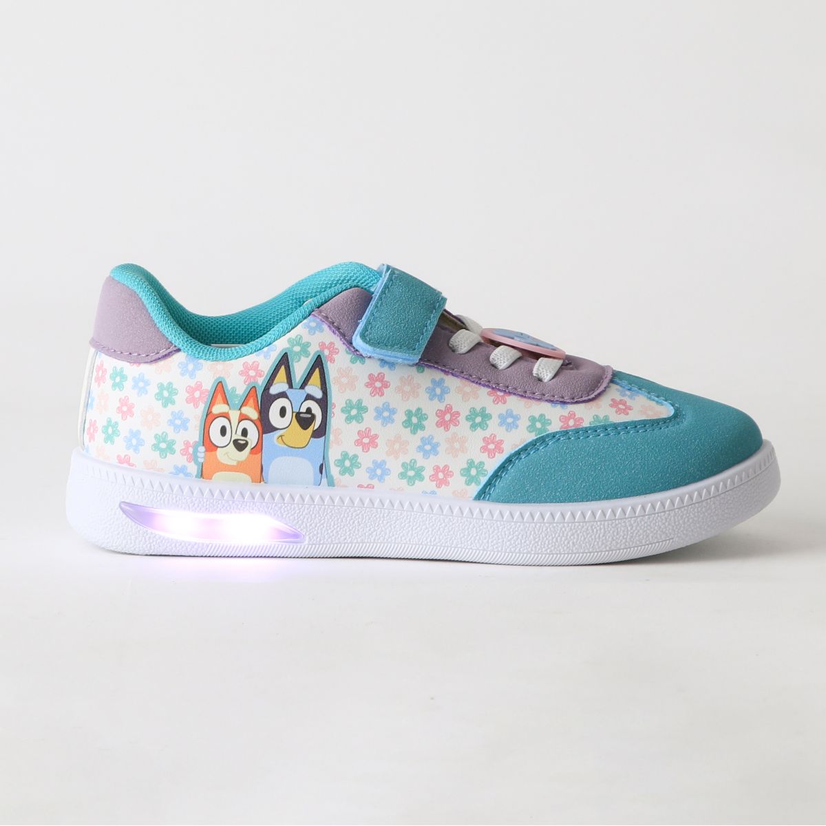 BLUEY - Zapatilla Luces Niña Velcro Celeste Bingo & Bluey
