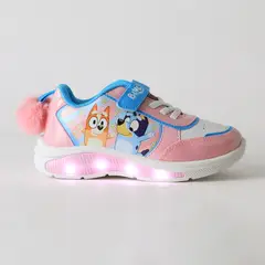 BLUEY - Zapatilla Luces Niña Velcro Pompón Rosado Bingo &
