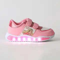 BARBIE - Zapatilla Luces Niña Velcro Brillos Rosado