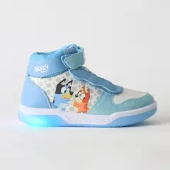 BLUEY - Zapatilla Caña Alta Niña Luces Celeste Bingo &
