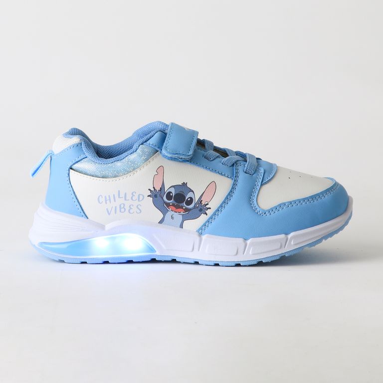 Zapatilla Luces Nina Velcro Lilo & Stitch Azul Celeste 29