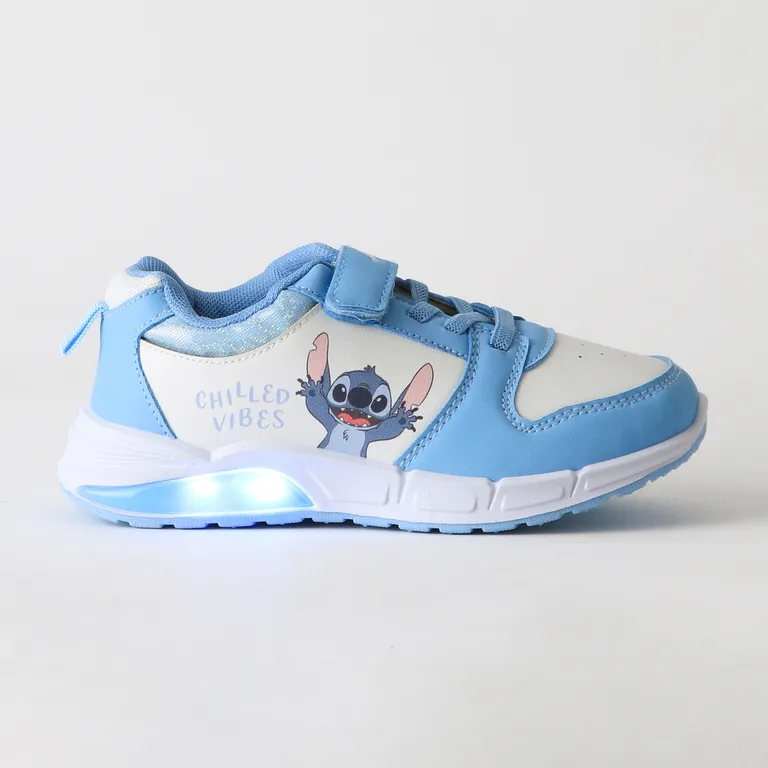 Zapatilla Luces Nina Velcro Lilo & Stitch Azul Celeste 27