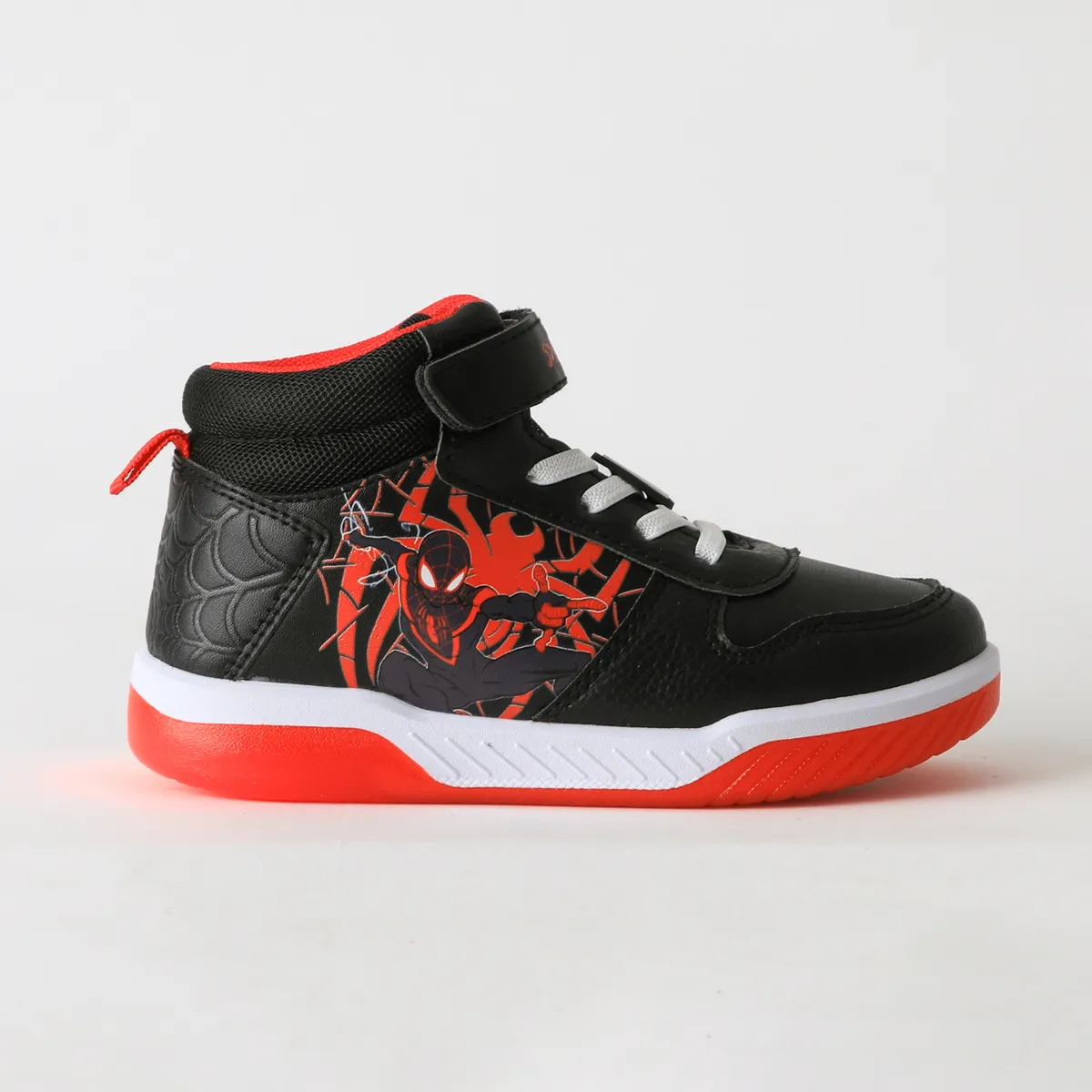 MARVEL - Zapatilla Caña Alta Niño Luces Spiderman Negro Marvel