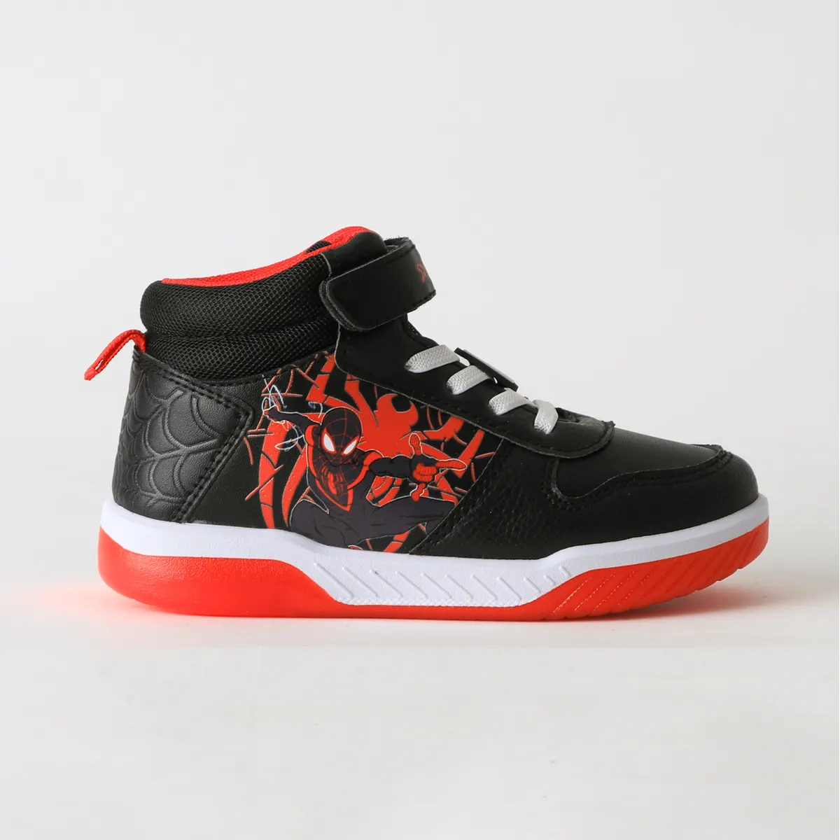 MARVEL - Zapatilla Caña Alta Niño Luces Spiderman Negro Marvel