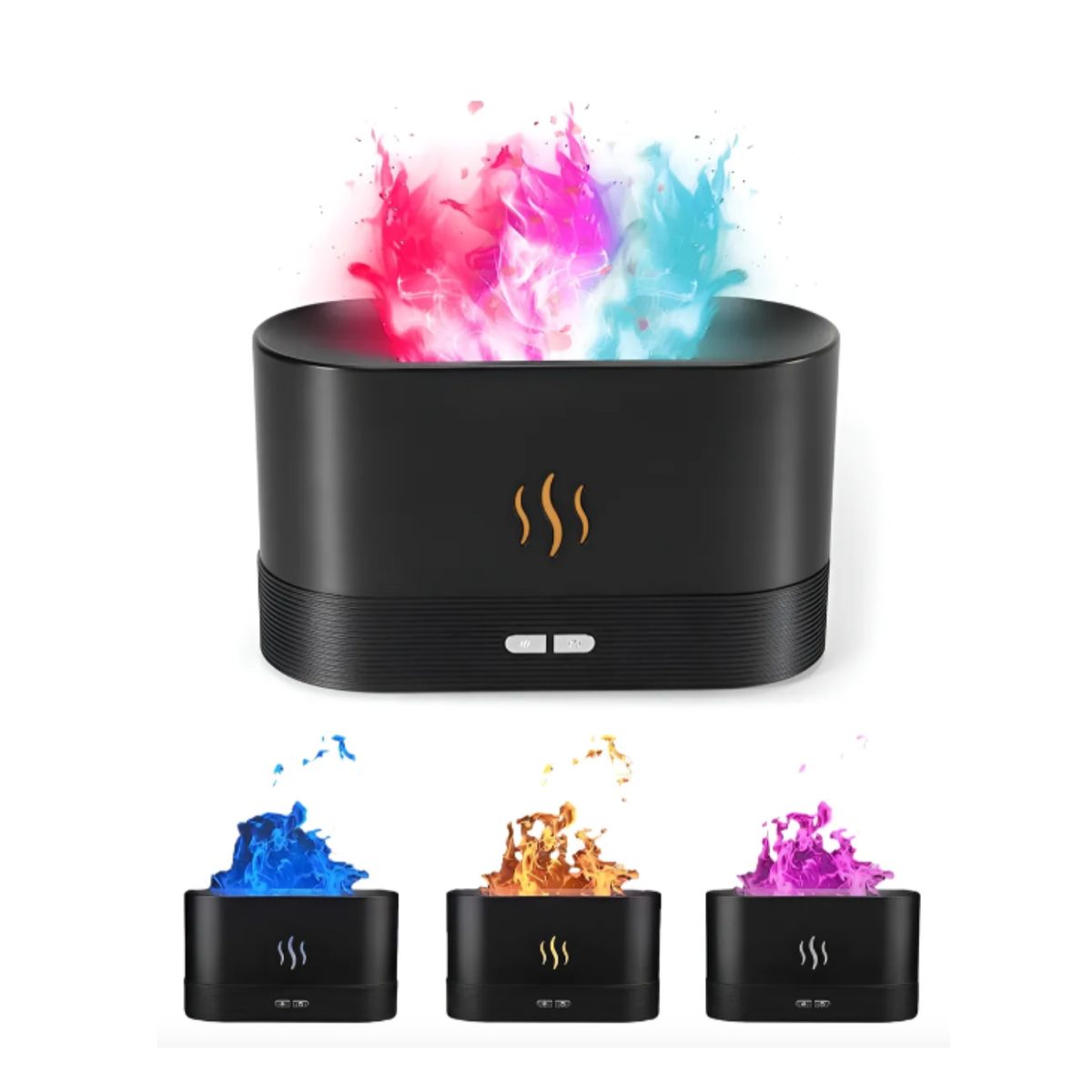 GENERICO - Humidificador Difusor De Aroma Efecto Flama Llama, 7 Colores Negro