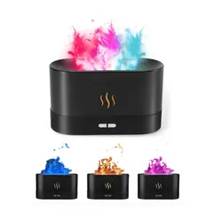 GENERICO - Humidificador Difusor De Aroma Efecto Flama Llama, 7 Colores Negro