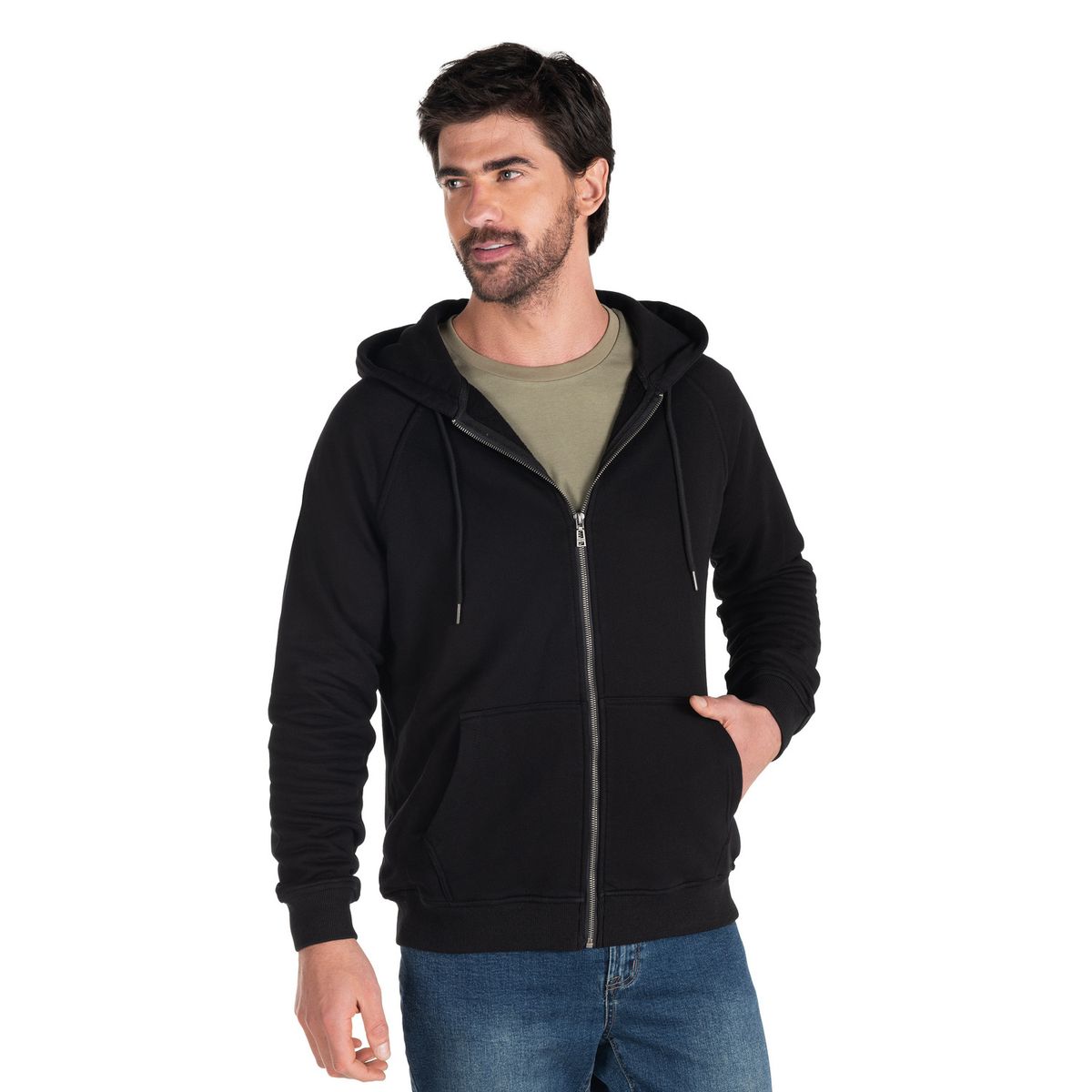 PANAMA JACK - Polerón Hombre Zipper Negro Panama Jack