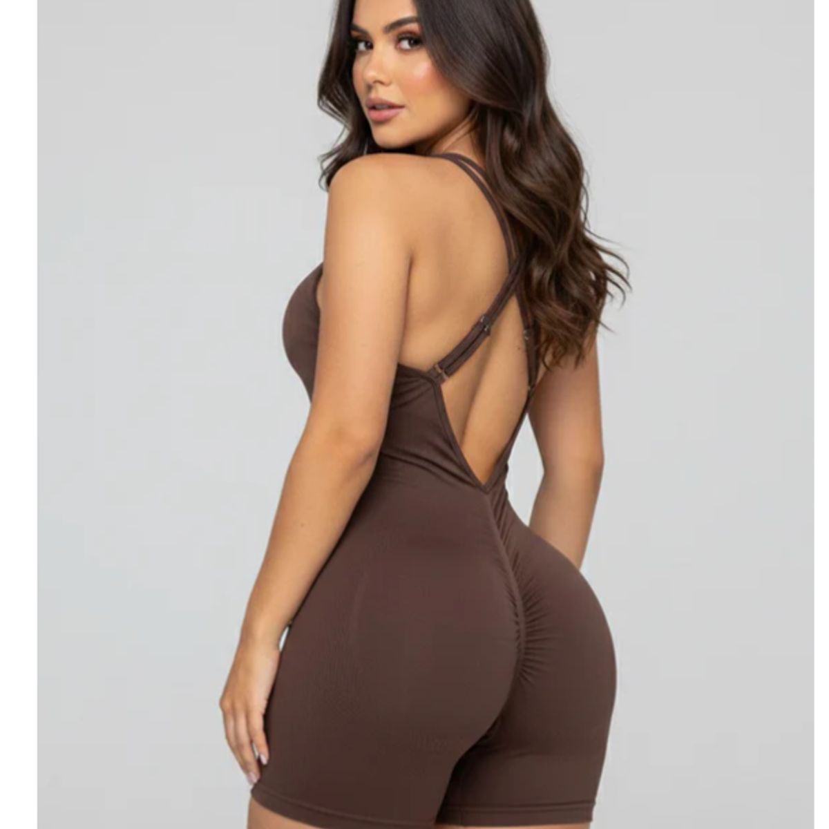 GENERAL - Enterizo Deportivo Corto Push Up para Mujer  Moldea Glúteos Espalda Cruzada y Tela Stretch