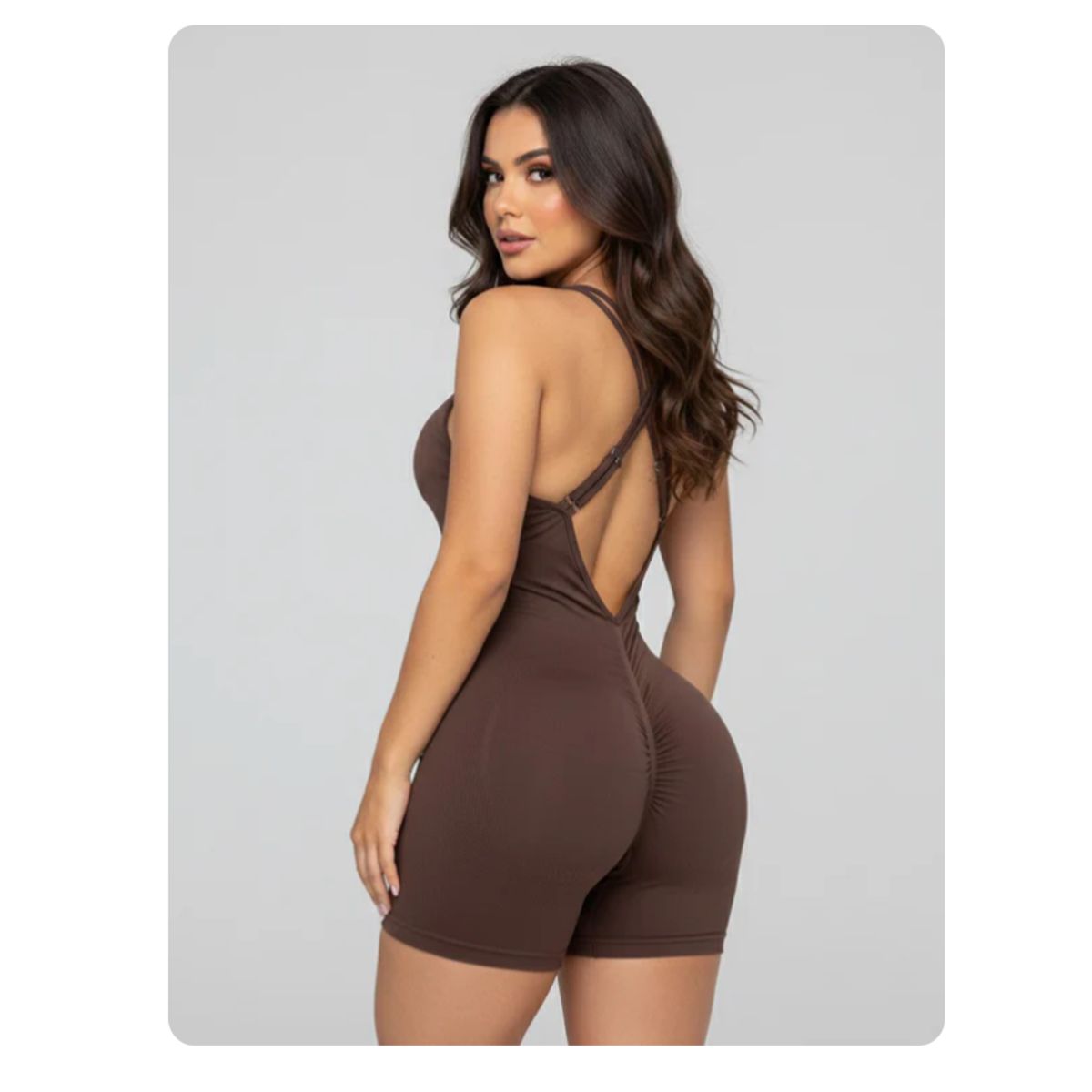 GENERAL - Enterizo Deportivo Corto Push Up para Mujer  Moldea Glúteos Espalda Cruzada y Tela Stretch