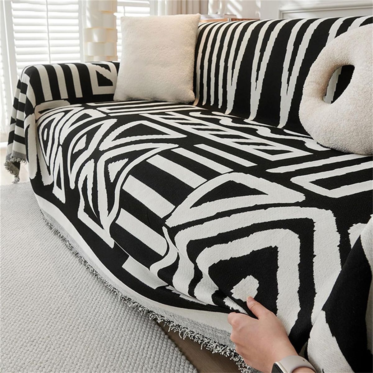WAKESHOME - Manta Acogedora para Sofá Diseño Moderno y Natural Wakeshome