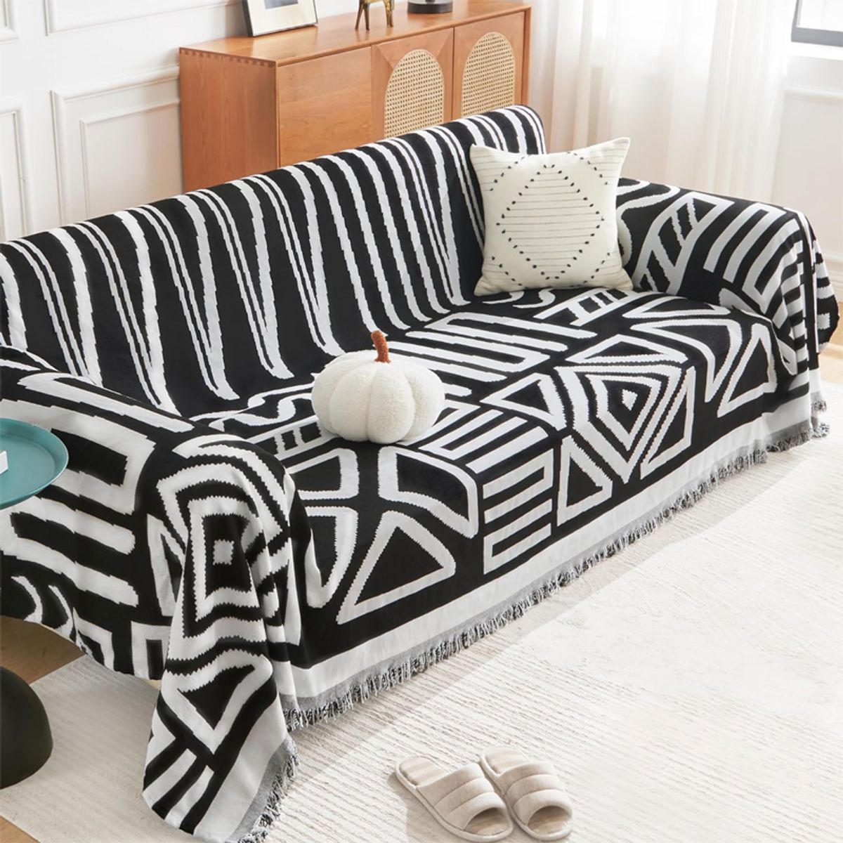 WAKESHOME - Manta Acogedora para Sofá Diseño Moderno y Natural Wakeshome