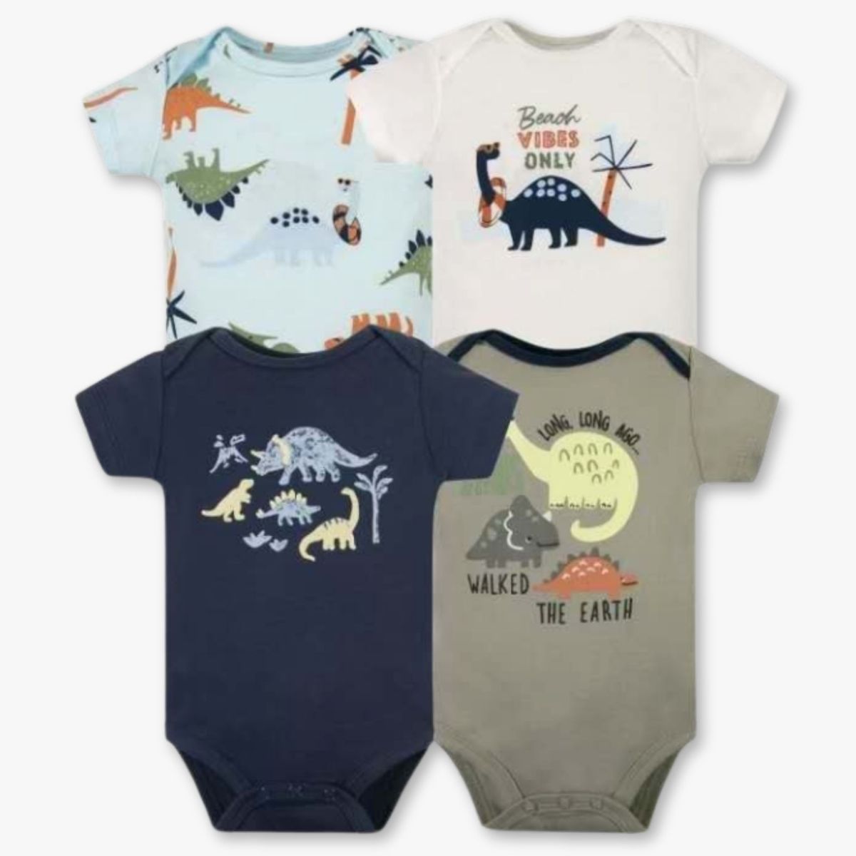 TEDMIMAK - Pack 4 Bodys Niño Manga Corta Tedmimak 100% Algodón Dino Aventura