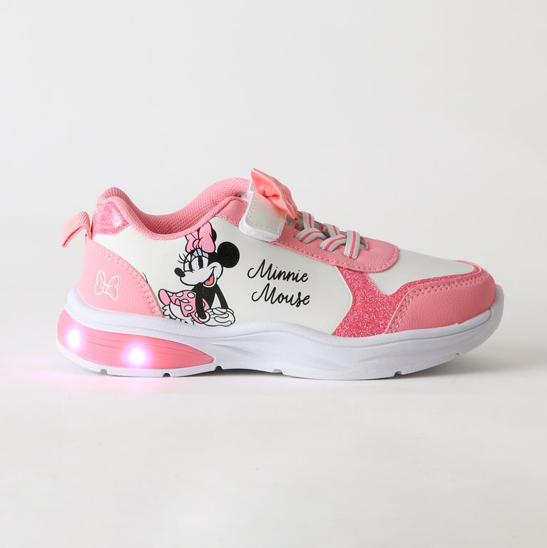 Zapatilla Luces Nina Velcro Mono Minnie Rosado Rosa 28