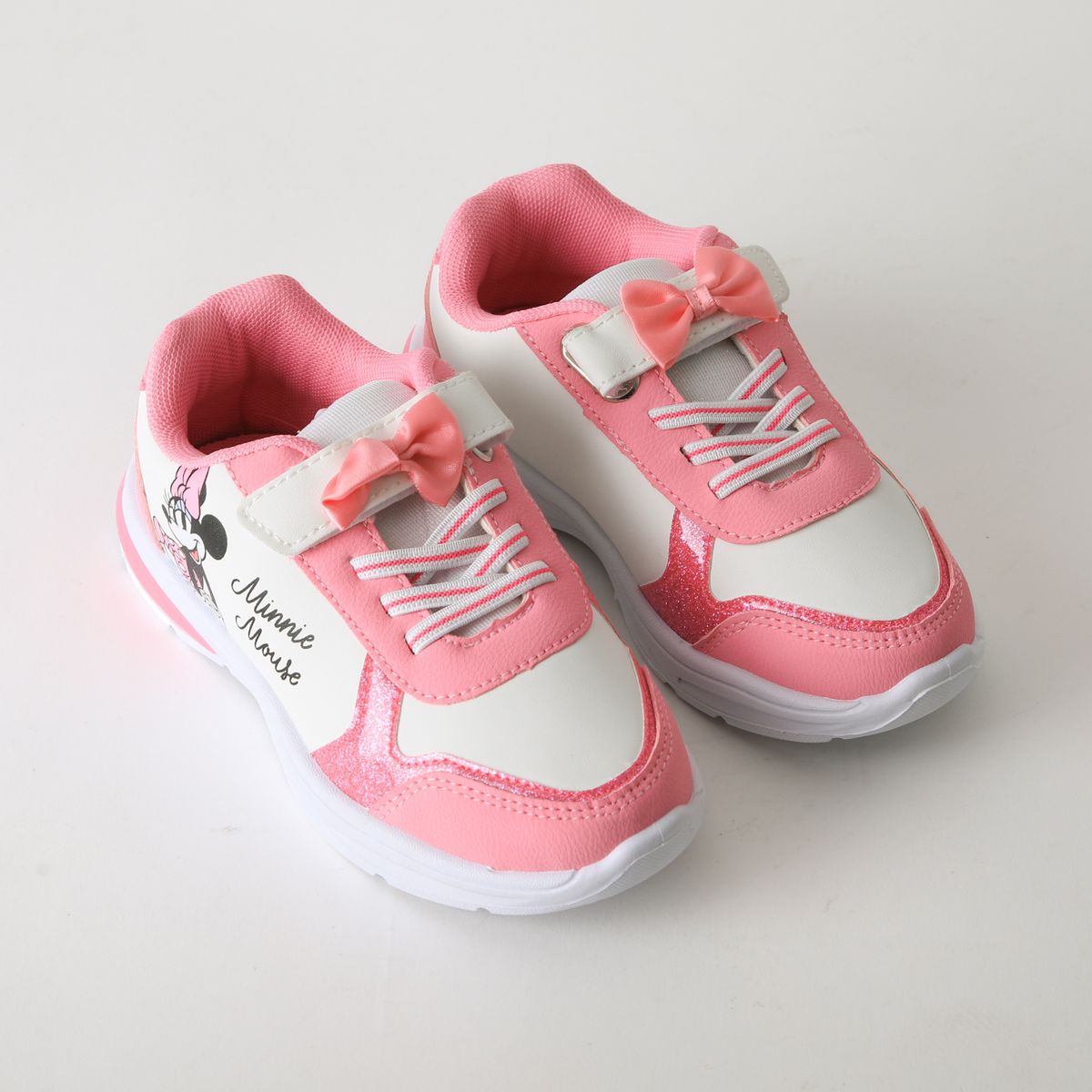 DISNEY - Zapatilla Luces Niña Velcro Moño Minnie Rosado Disney