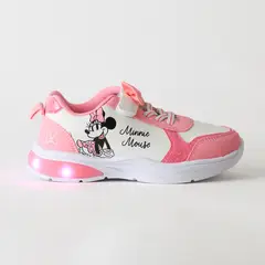 DISNEY - Zapatilla Luces Niña Velcro Moño Minnie Rosado