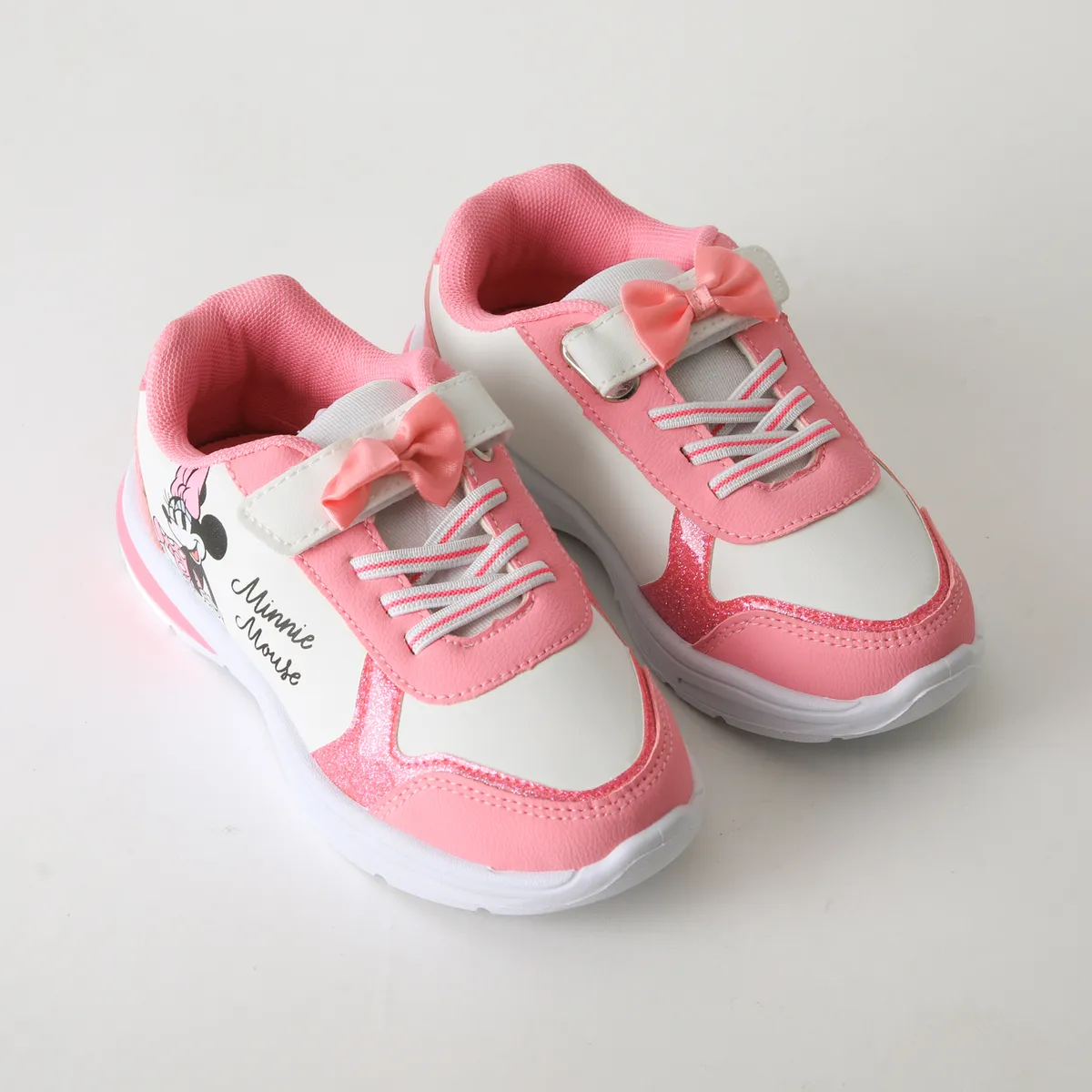 DISNEY - Zapatilla Luces Niña Velcro Moño Minnie Rosado Disney