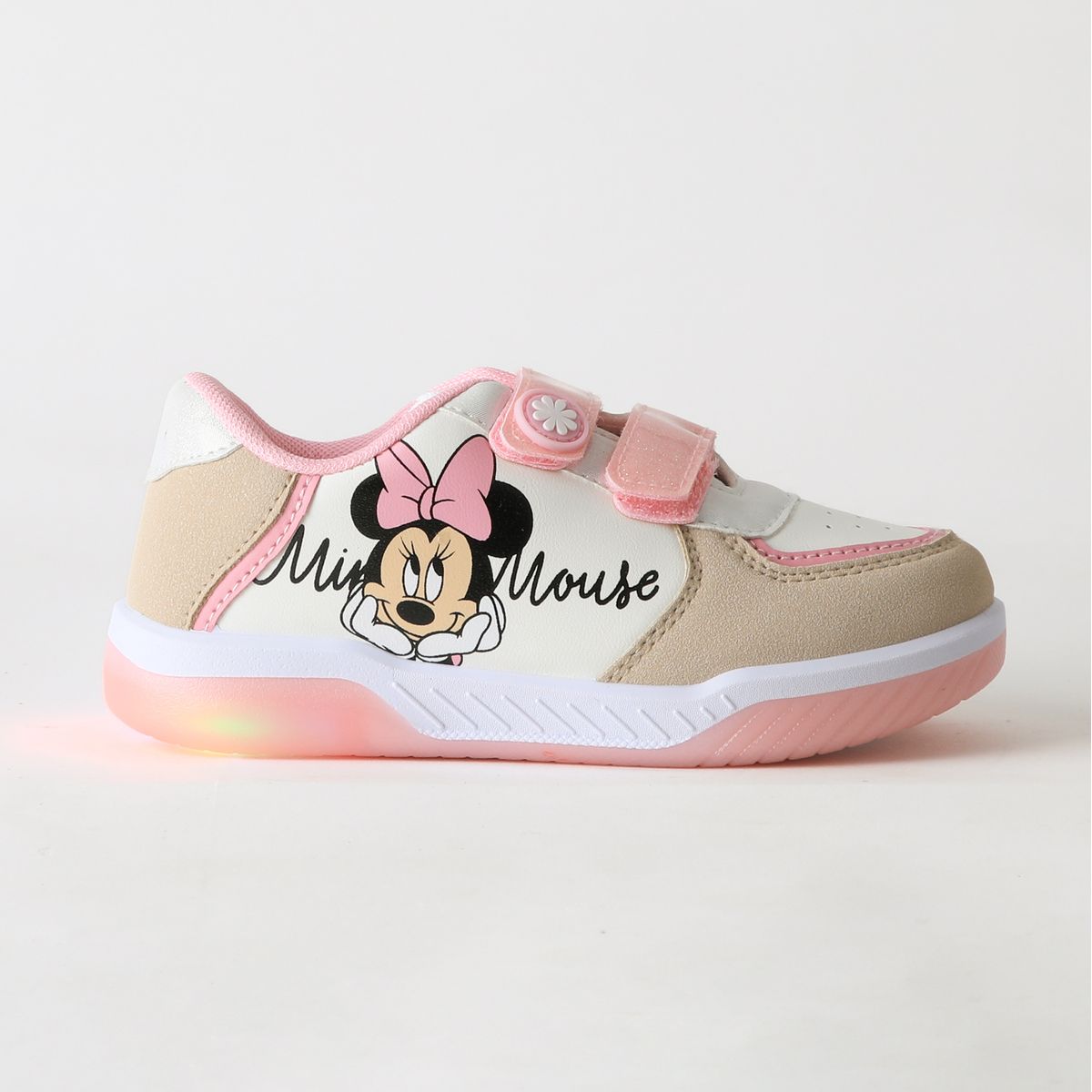 DISNEY - Zapatilla Luces Niña Velcro Minnie Rosado Disney