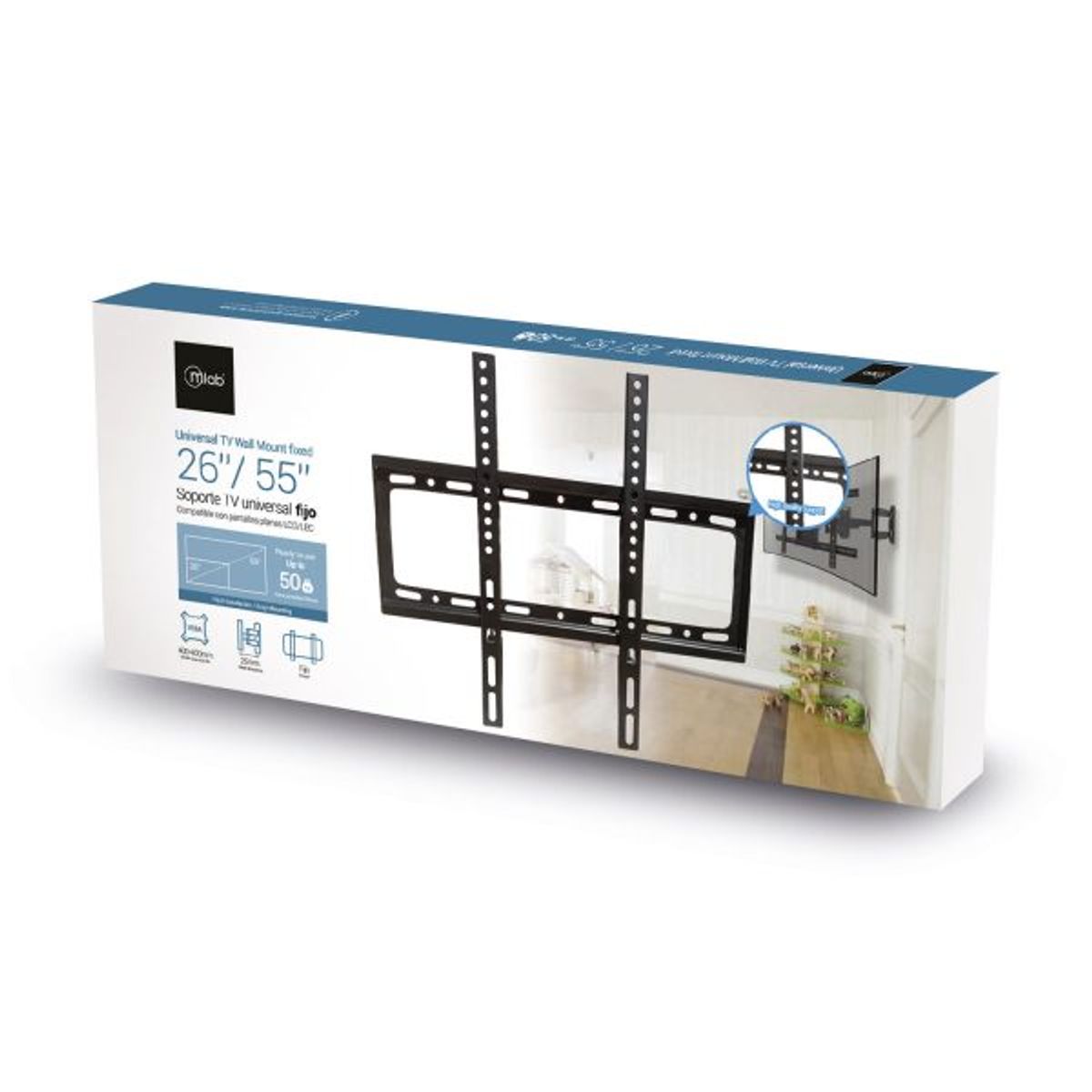 MICROLAB - Soporte Fijo para TV de 26” a 55” VESA 400×400 hasta 50 kg