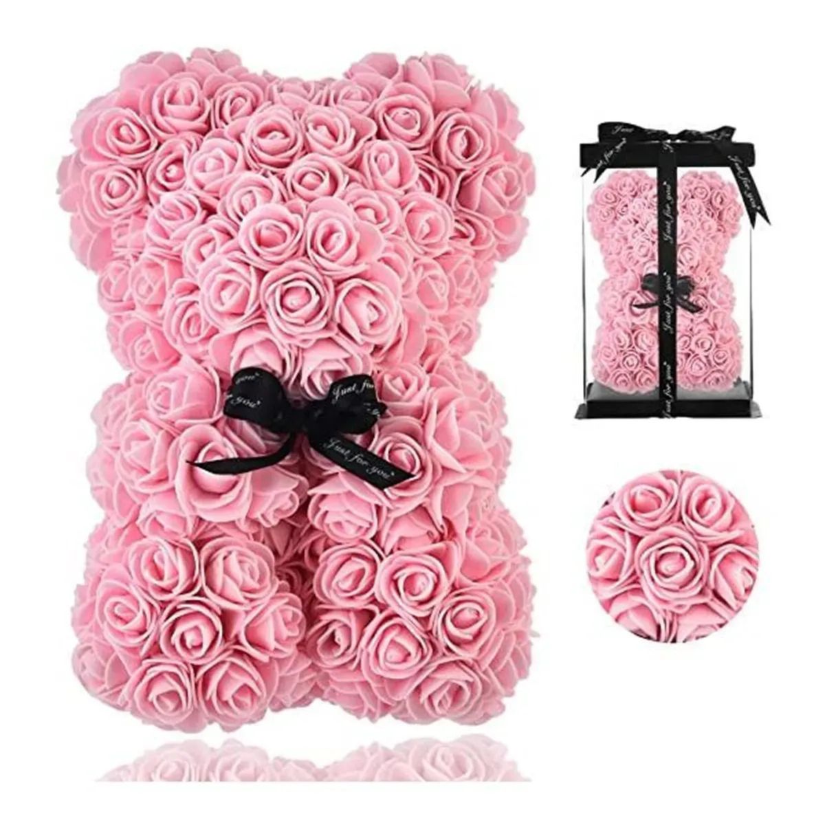 MOVI - Oso de Pétalos de Rosa Rosado  Regalo Romántico