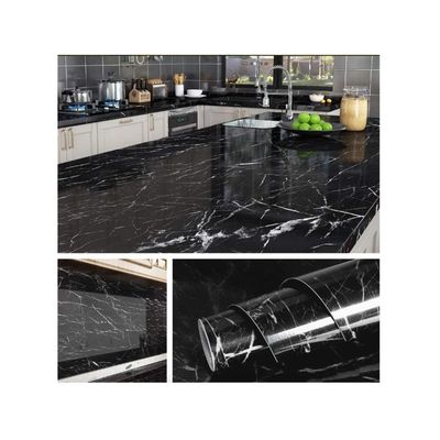 Imagen 2 del producto Papel Tapiz Adhesivo Mármol Impermeable Para Encimera Cajon 10m Negro