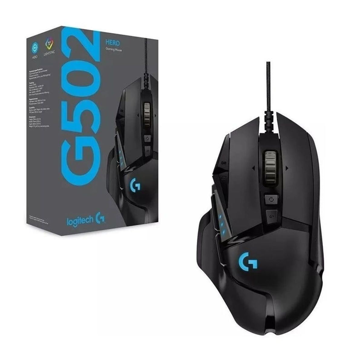 LOGITECH - Mouse juegos deportes electrónicos cable Logitech G502 HERO-Negro