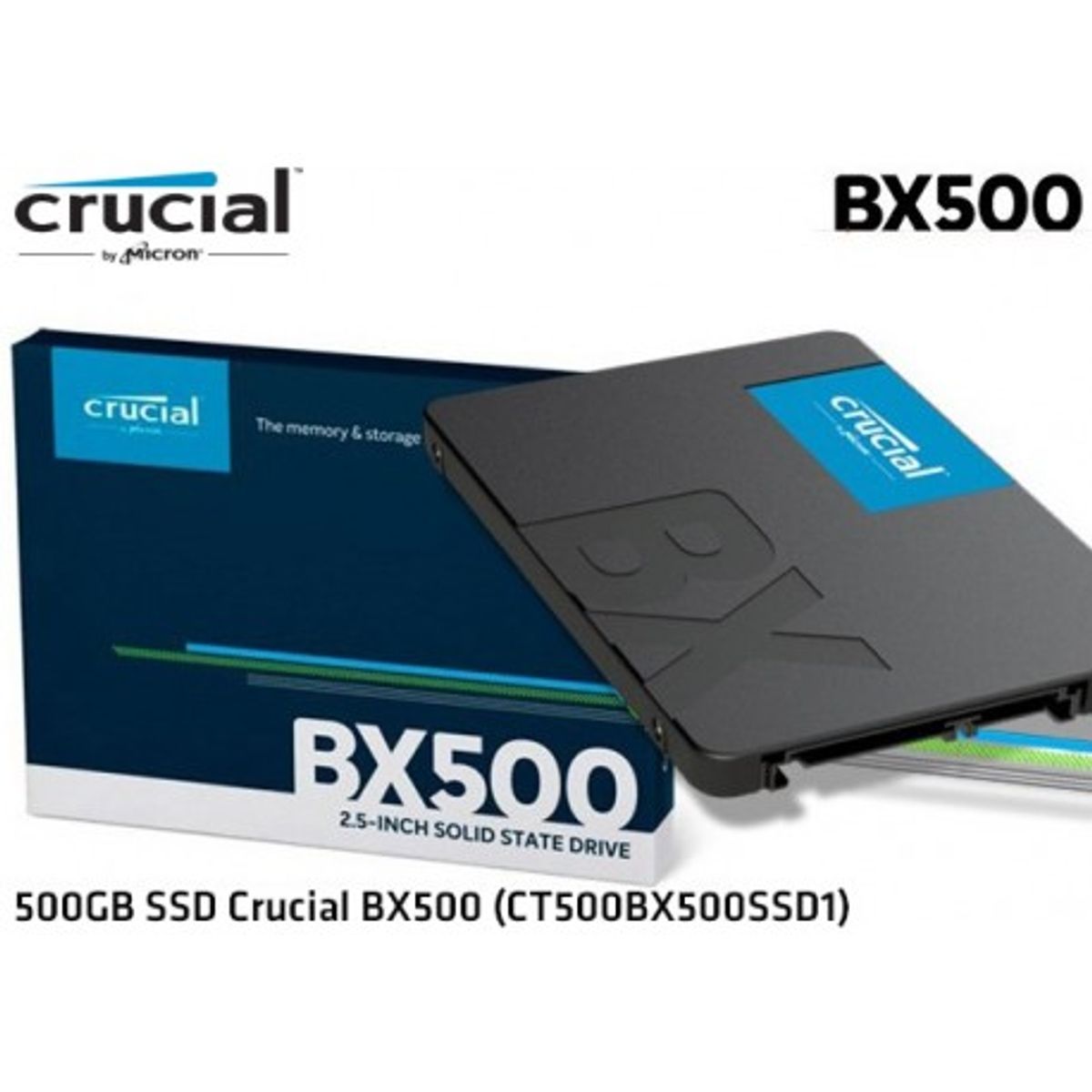 CRUCIAL - Unidad SSD 500GB Crucial BX500 25 SATA 3 Lectura 540MBs Escritura 500MBs