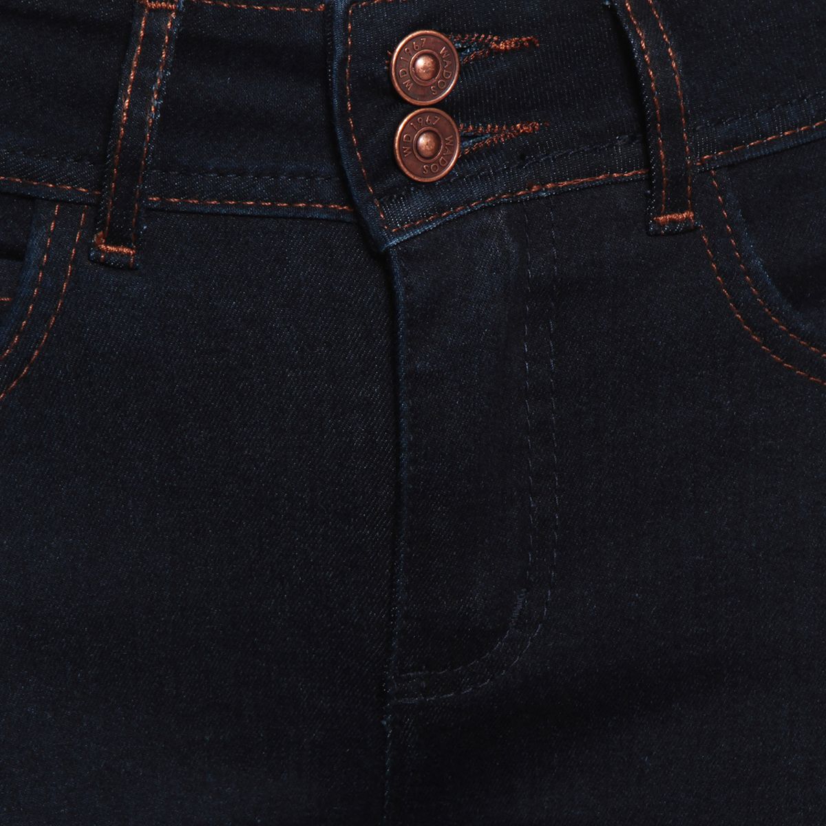 WADOS - JEANS MUJER RECTO TIRO ALTO PUSH IN PUSH UP PRETINA MEDIA 2 BOTONES