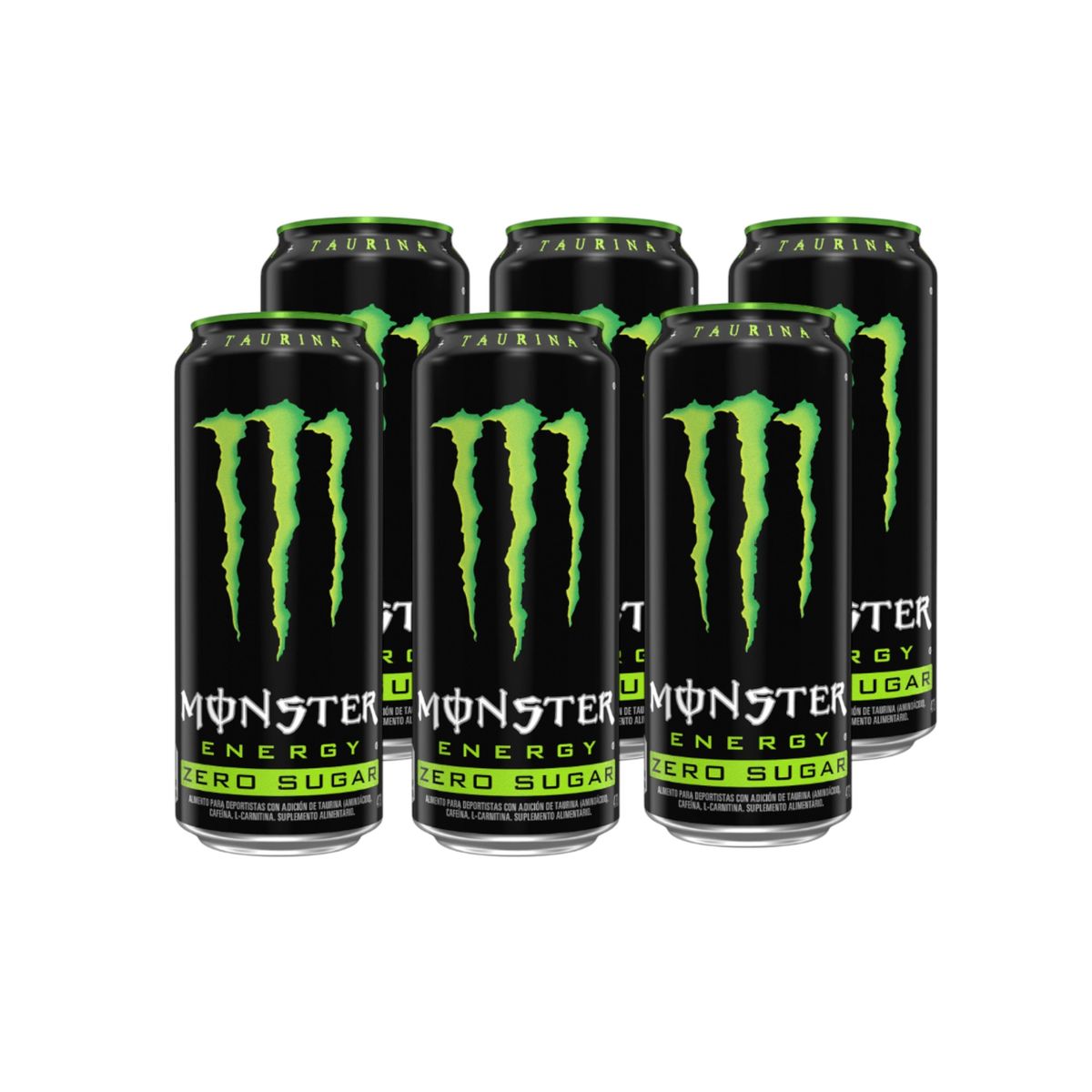 MONSTER - PACK X6 ENERGETICA GREEN ZERO AZUCAR 473ML - MONSTER ENERGY