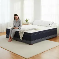 BLOCCARE - Cama King Box 8 cm + Colchon CIC L200 cm - Premium / Con Refuerzo - Patas De Madera 4.5 cm (Gris)