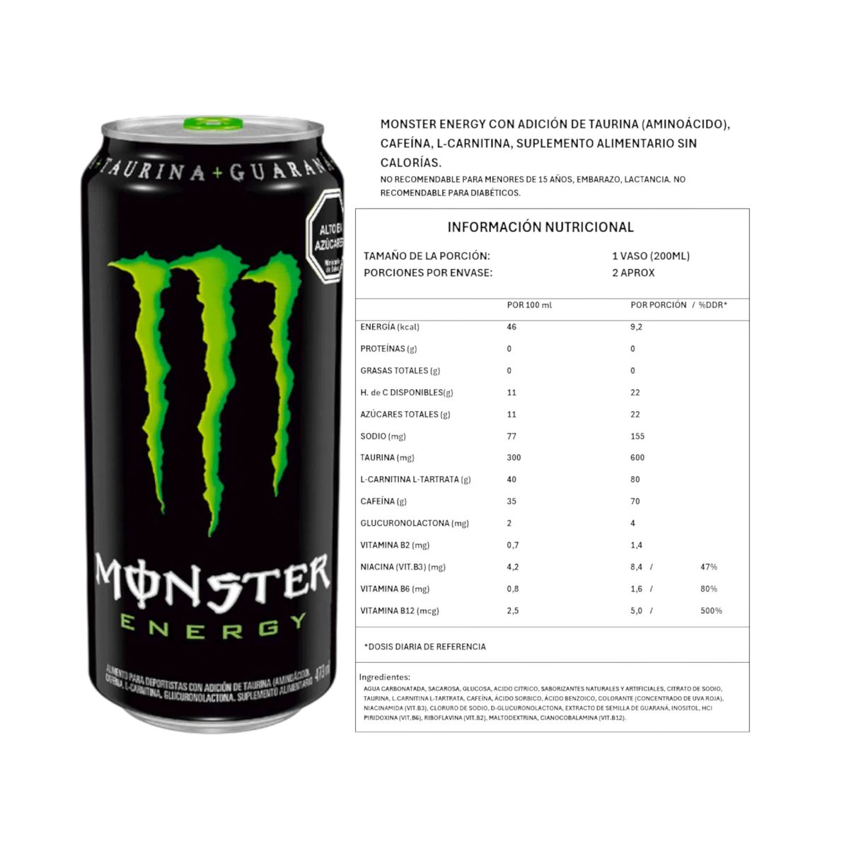 MONSTER - PACK X6 ENERGETICA  ORIGINAL 473ML - MONSTER ENERGY - MONSTER ENERGY