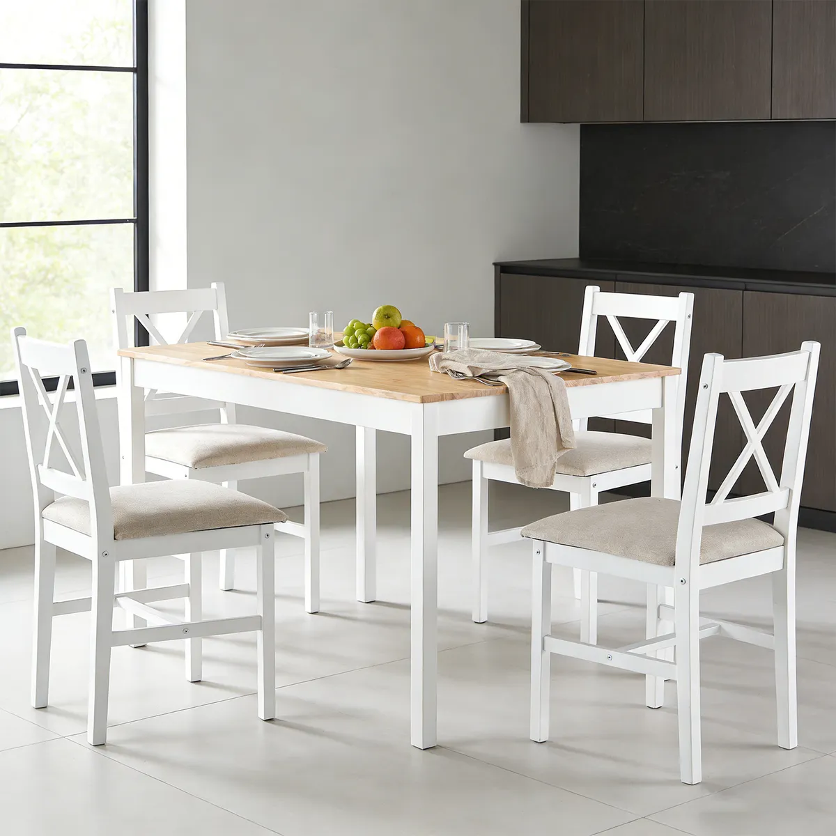 ELEMENT DESIGN - Juego de Comedor 4 Sillas Mesa Rectangular Moderno 108x73x56cm