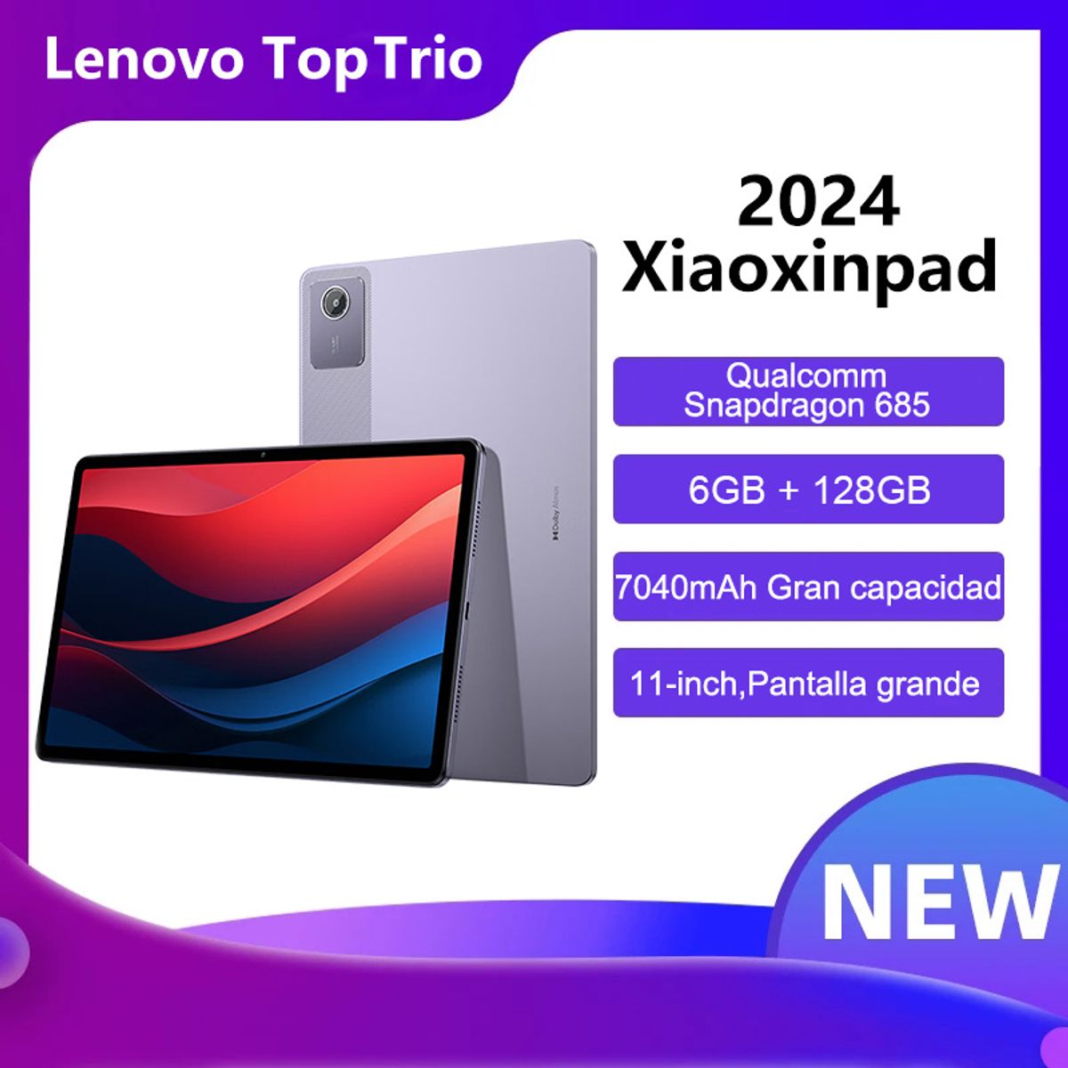 LENOVO - Lenovo Pad 2024 Tablet 6GB RAM y 128GB ROM WiFi 11”-Morado