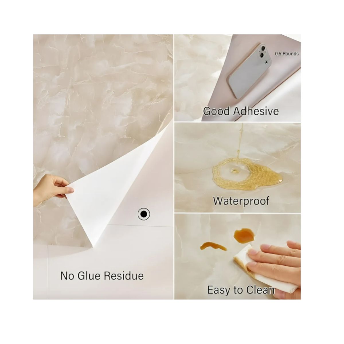 GENERICO - Papel Tapiz Adhesivo Mármol Impermeable Para Encimera Cajon 10m Beige