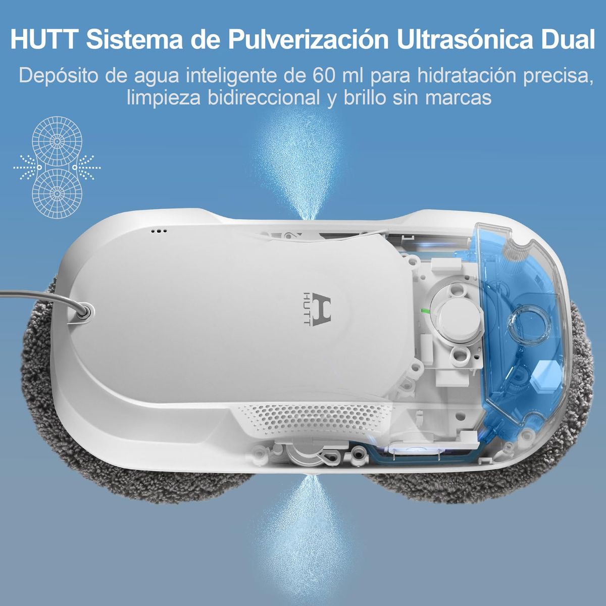 HUTT - HUTT DDC56 Robot Limpia Vidrios Sistema de Pulverización Bidireccional