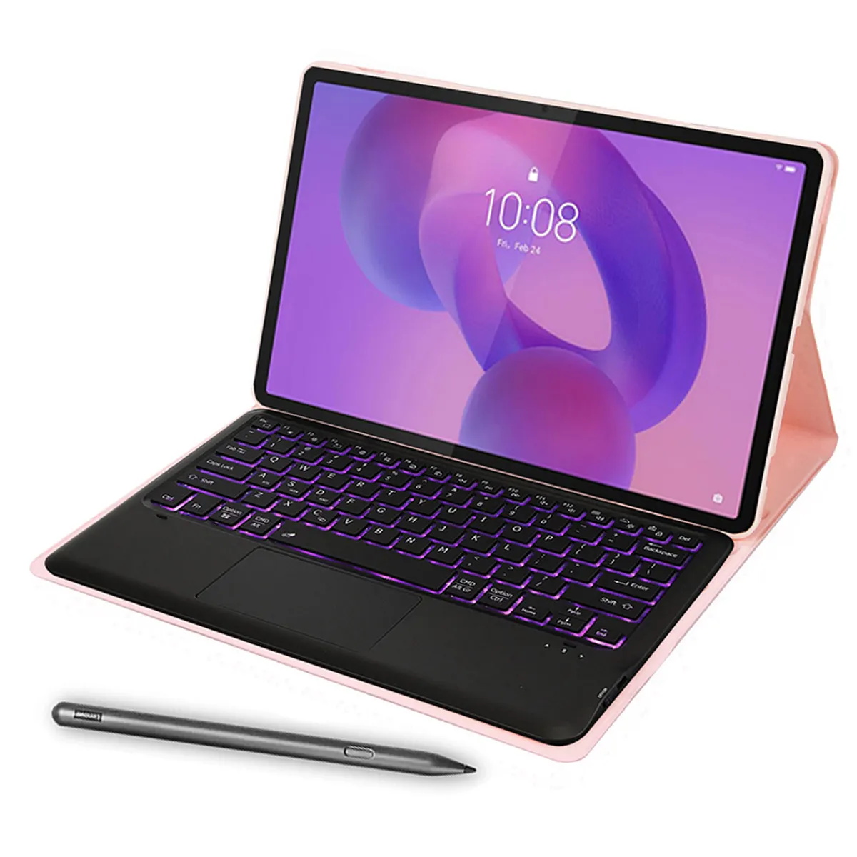 LENOVO - Tablet Pad Pro 2025 12+256GB 12.7" WIFI-Gris+Rosado luminsos teclado+Lápiz táctil Lenovo