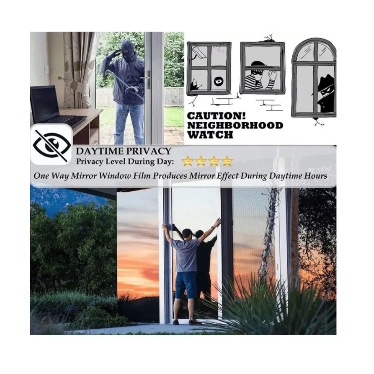 GENERICO - Lamina Espejada Privacidad Ventana Efecto Espejo 1mx60cm TN