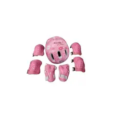 GENERICO - Set de Protección rosado Casco Rodilla Codo y Mano