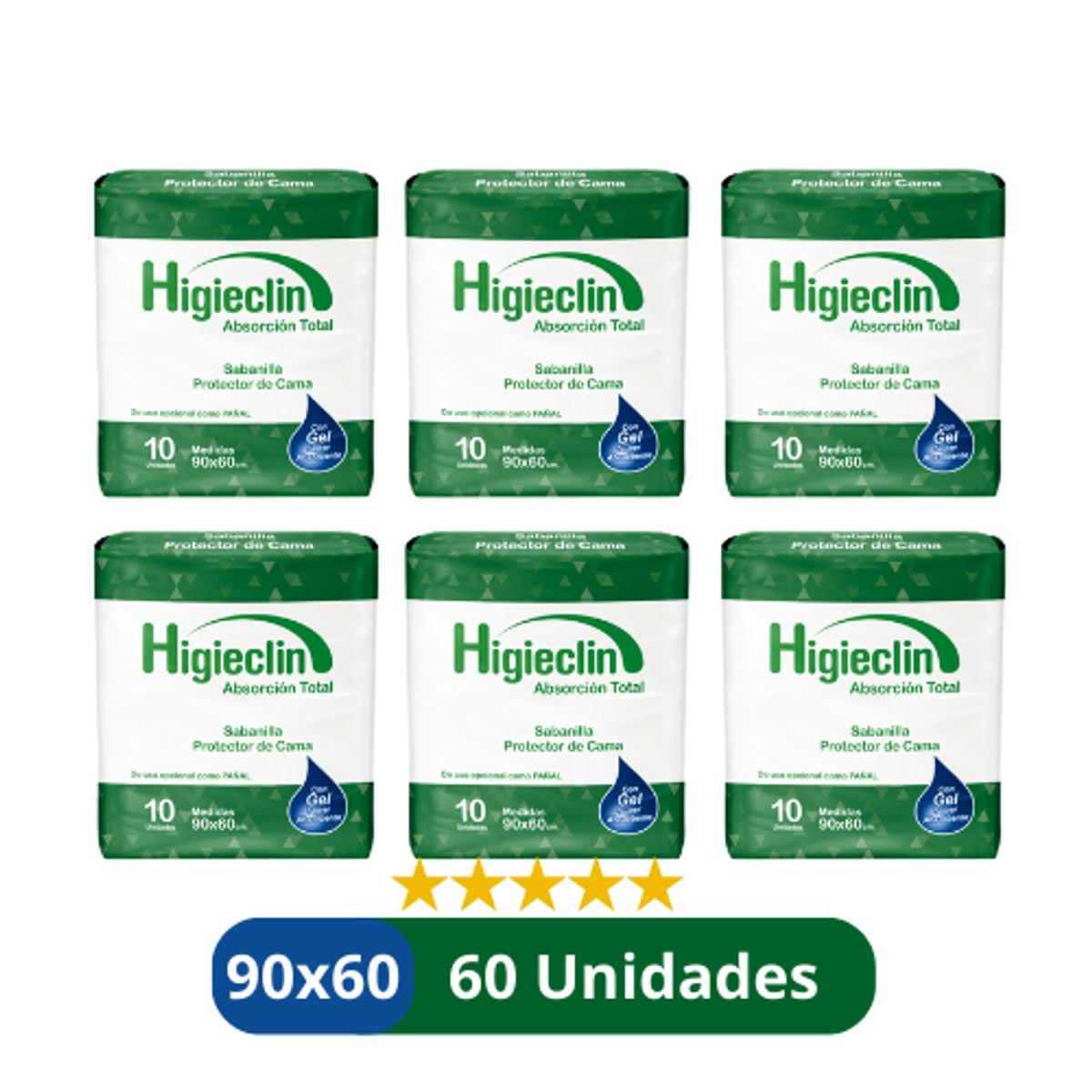 GENERICO - Sabanillas para Adulto Higieclin  Protector de Cama 60x90 cm - 60 Unidades